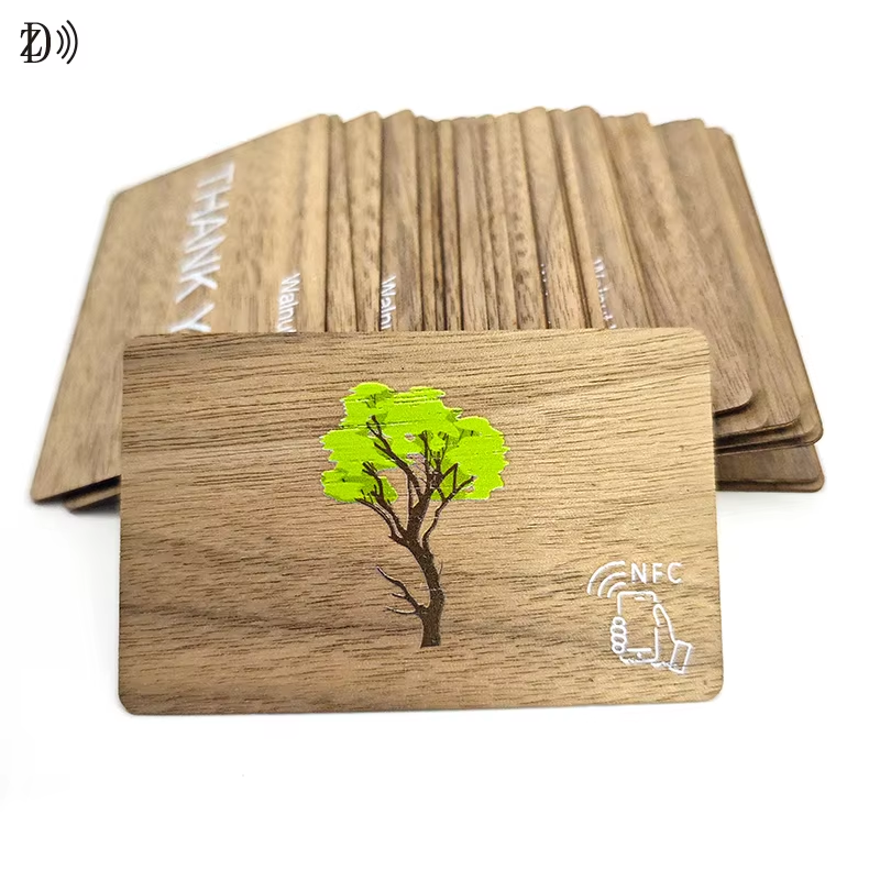 Factory Direct Sales Custom Logo Engraved Wooden RFID Business Card NFC ISO14443A 13.56MHz Blank Wood NFC Hotel Key ID Card