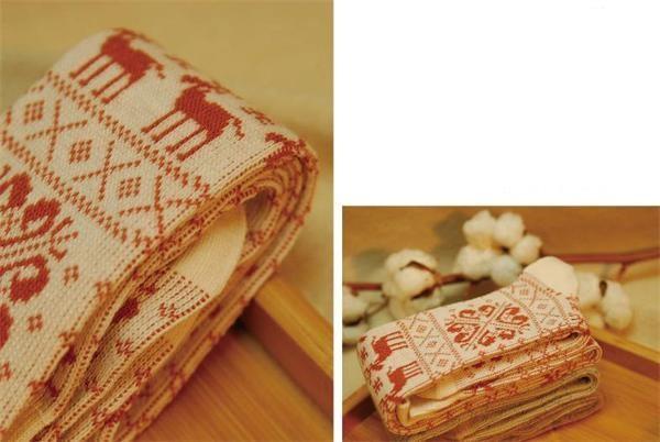 Vintage style classic christmas deer patterned design pure cotton winter thick dress socks