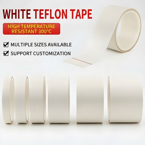 Food Grade White PTFE Tape High Temperature 260℃ No Fiber Residue for Industrial and Baking Applications