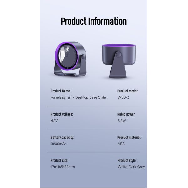Cooling Solution 2 in 1 Electric Table Fan with Touch Display Control and 5 Speed Adjust