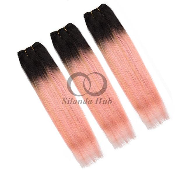 #T1B/Pink Straight Remy Human Hair Bundles Sew In Weave Bundles Brazilian Bundle Deals