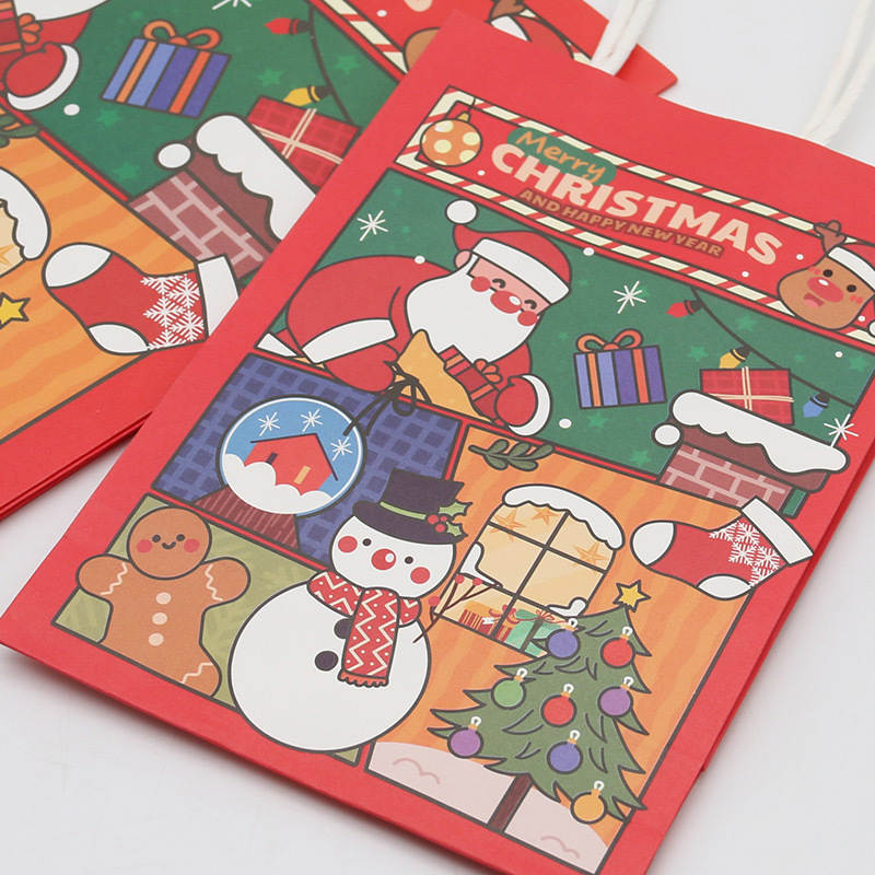 Christmas Kraft Paper Gift Bags Durable Paper Jewelry Bag For Holiday Goody Items