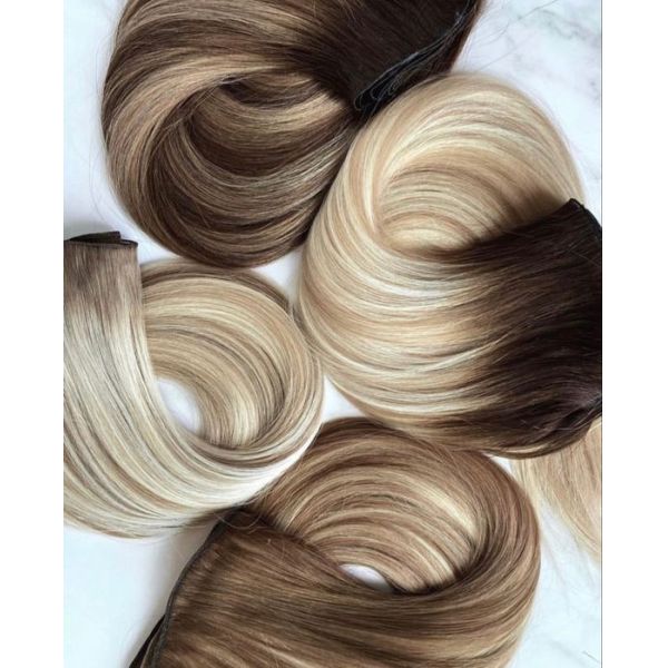 Beautiful color Russian hair quality Genius weft European hair hair extensions for wholesale