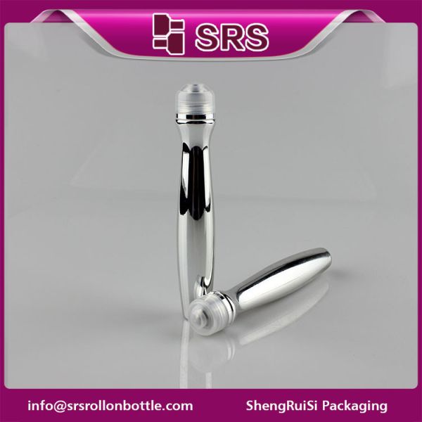 SRS packaging plastic 15ml silver color PETG roll on bottle with steel ball