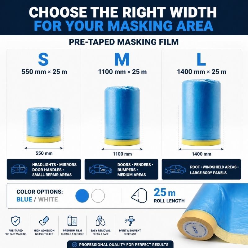 Pre-Taped Masking Film for Automotive Painting Car Refinishing Paint Masking Protection