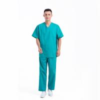 A marca própria do hospital esfrega uniformes médicos esfrega Uniformes que os cuidados curtos por atacado da luva esfregam grupos