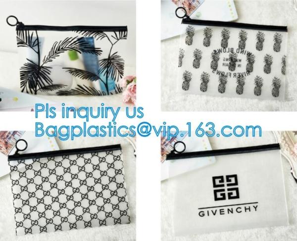 slider PVC zipper PE packing bag for underwear / clothing / cosmetic, foldable slider zipper pvc storage bags, Pouch Sli