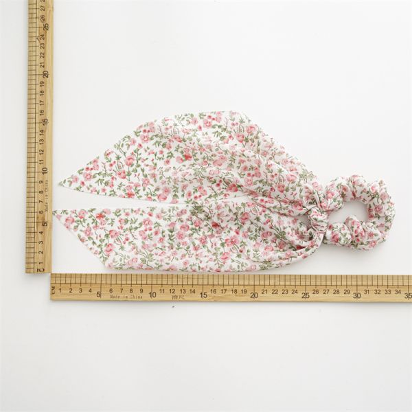 Spring summer fresh floral temperament streamer hairband girl head rope check large hair band leather band headdress