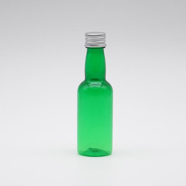 Garrafa cosmética do pulverizador do pescoço longo plástico verde transparente com tampões de parafuso 100ml