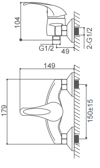 Стена крана ванны Bathroom однорычажная установила керамическое ядр клапана