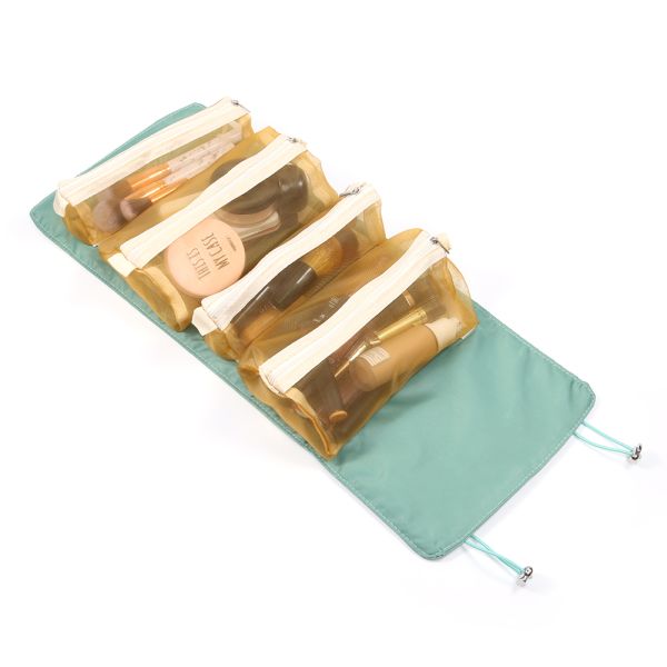 Cheapest 4PCS in 1 Cosmetic Bag For Women Zipper Mesh Separable Cosmetics Pouch Ladies Foldable Nylon Bag Rope Makeup Bag