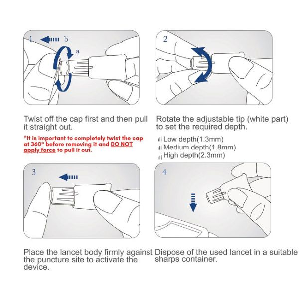 Ланцет крови 26G безопасности с 3 глубинами 1.3mm 1.8mm 2.3mm для диагностик крови