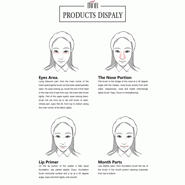 Nylon Hair Powder Essential Makeup Brushes Antibacterial Black Handle With Flat Hair