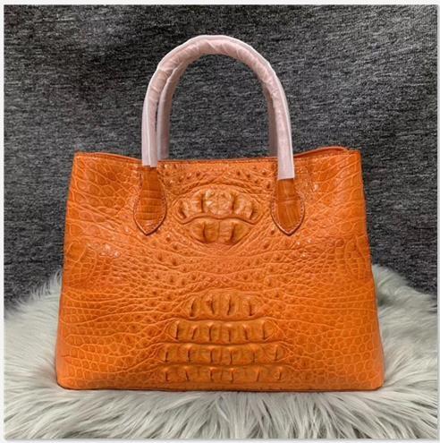 Authentic Alligator Skin Female White Purse Lady Three-way Handbag Genuine Crocodile Leather Women Single Shoulder Bag