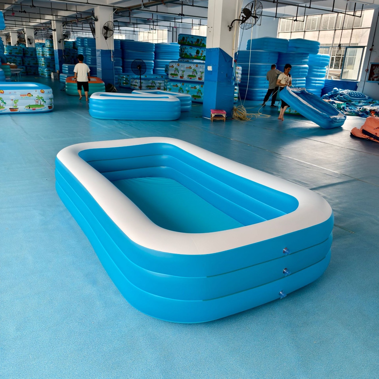 Inflatable Swimming Pool Factory Wholesale New Blue White 3-Meter 3-Layer Rectangular PVC Adults Children Infants Home Use