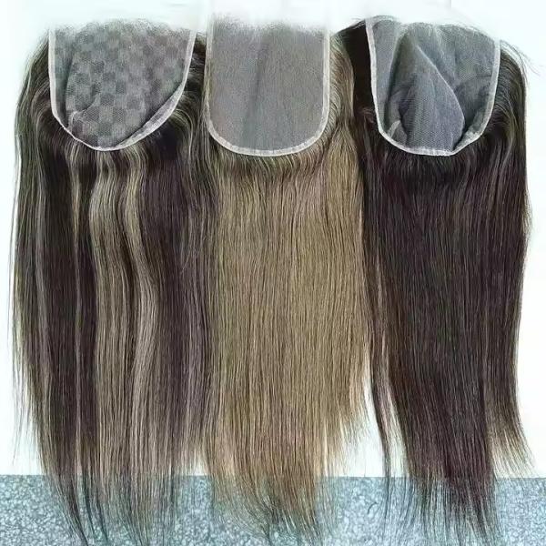 Ready Ship European 13A Grade Human Hair Extensions Mesh Integration System Colored Lace Closure 6x6 Sizes 100% Transparent