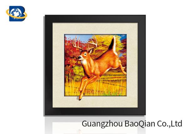Custom 5D Pictures Lenticular Deer Animal Pattern 40*40cm Size Sawtooth Hangers Mounting