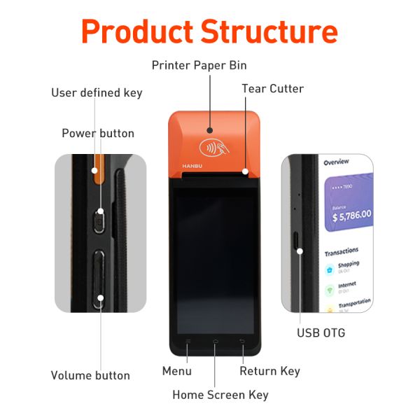 Hanbu 8 Inch Android 12 POS Terminal with 6400mAh Battery