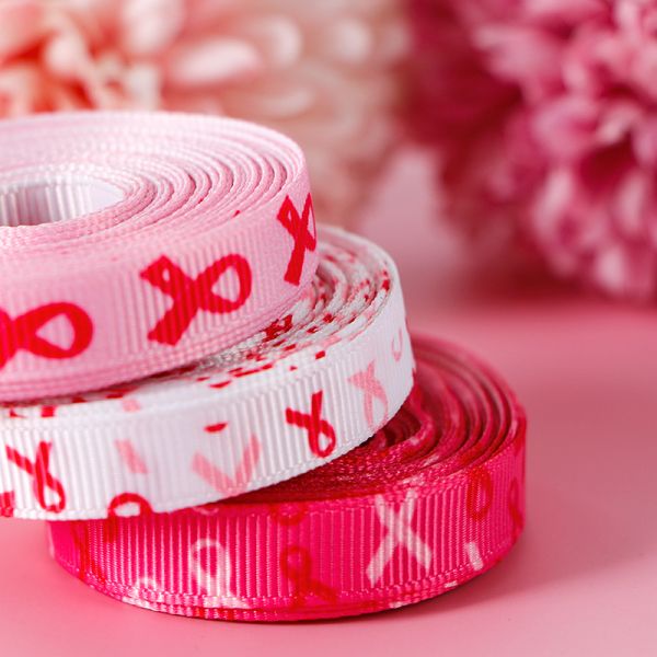 Wired Burlap Ribbon for Wreath Decoration MSD 50mm Custom Pink and White Satin Printed Ribbons