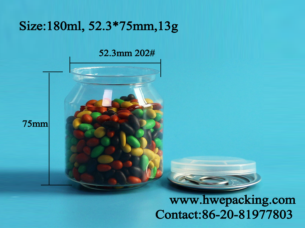 Clear PET Aluminum Top Cans Food Grade Cylindrical Packaging With Easy Peel Lid