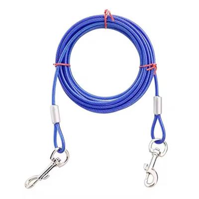 Laisse de câble d'attache avec revêtement métallique durable Câble en acier anti-morsure pour chien
