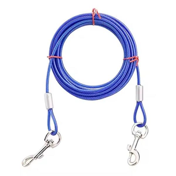 Laisse de câble d'attache avec revêtement métallique durable Câble en acier anti-morsure pour chien