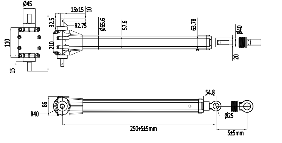 U18A Without Motor Linear Actuator For Multi Point Linkage Solar Tracker