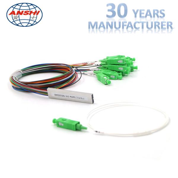 Mini PLC 1x8 PLC Steel Tube Splitter With SC APC Connector Good Light Uniformity