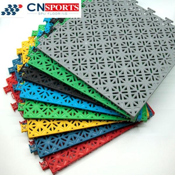 Self Drainage Modular Rubber Tiles PP Interlocking Sports Flooring
