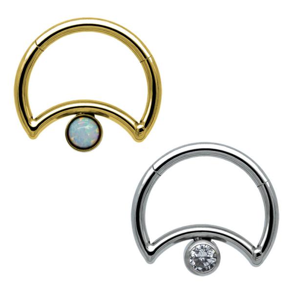 Women Nose Piercing Jewellery Gold Color Moon Shaped Dropship Indian Opal Zircon