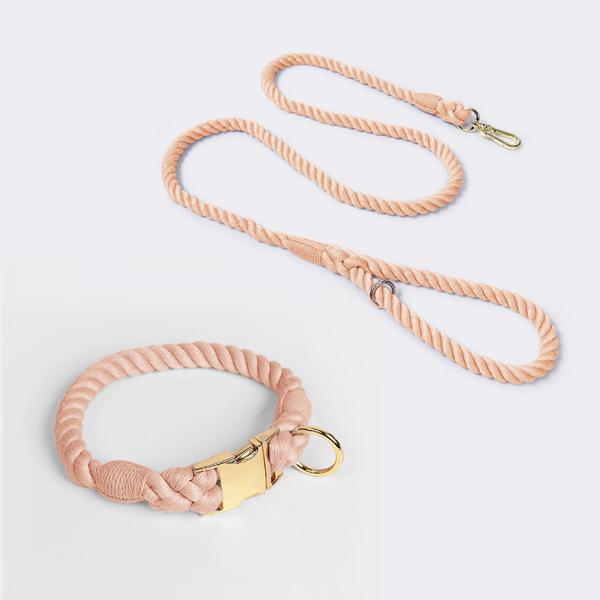 Multicolor Leash Collar Harness Set Walking Cotton Rope Training Dog Leash Collar Set