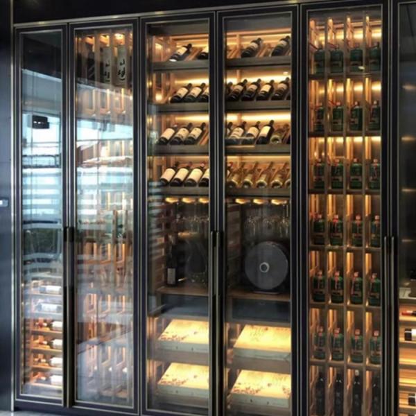 Black Metal Wine Cabinet Floor Standing Embedded Wine Locker