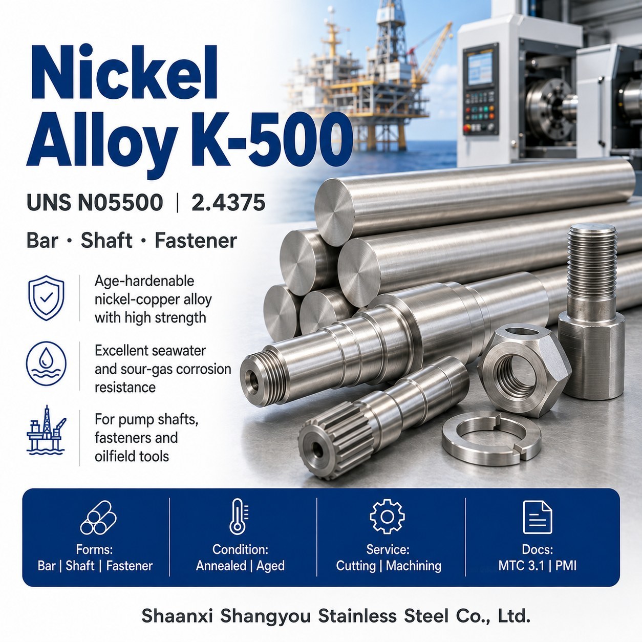 Nickel Alloy K-500 | UNS N05500 | 2.4375 | Monel K-500