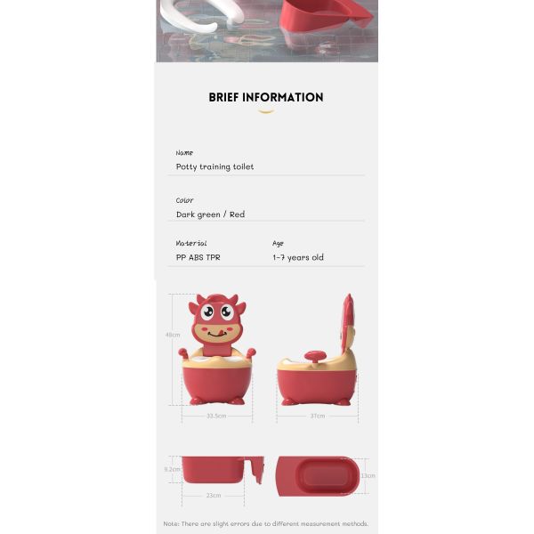 Cow Shape Customized Logo Dark Green Red Potty Training Toilet