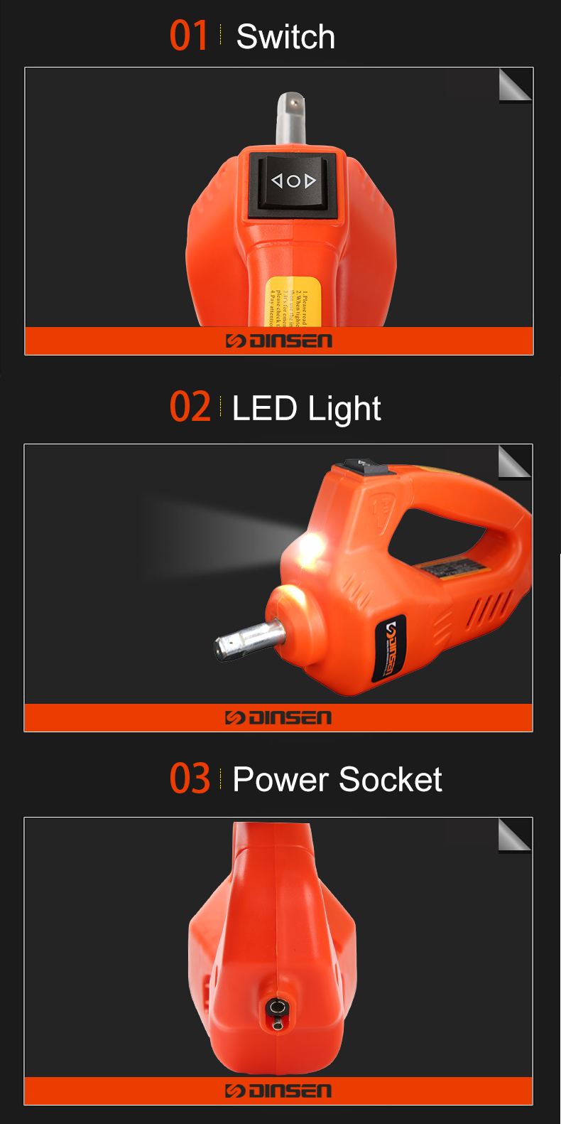 высокий ключ удара 100W вращающего момента 340N.M мини электрический со светом СИД