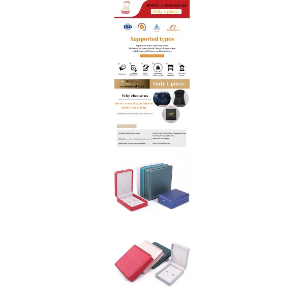 Rectangle fabriqué à la main Hanhong Custom Logo Box Couronne Design Luxueuse Boîte en cuir PU Collier Bague bijoux Boîte