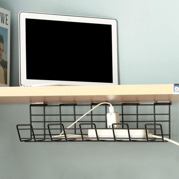 0.36kg Under Desk Cable Management Tray Metal Wire Cord Organizer Functional Design