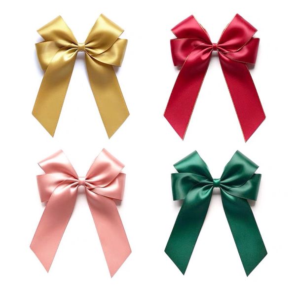 Polyester Occasion Bottle Decoration Pre Tied Satin Gift Ribbon Bow for Gift Box Packaging