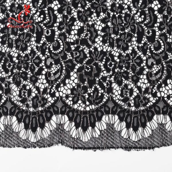 High quality Black Nylon lace fabric for evening dress
