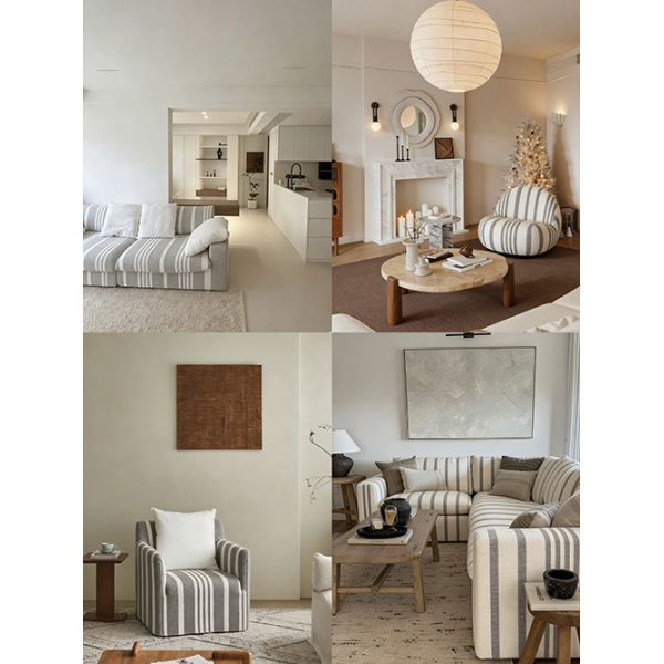 Relaxed Aesthetic Nordic-Style Striped Chenille Sofa Fabric