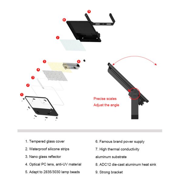 Lumières de stade de football à LED ultra minces 300w Lumières extérieures d'inondation