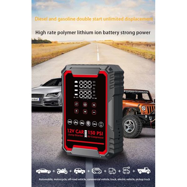 All In One 3000A Jump Starter Portable With Air Compressor 150PSI