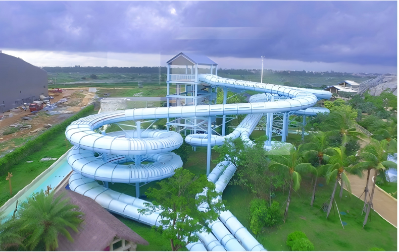 Waterproof LED Light Shadow Tunnel Water Slide for Aqua Park