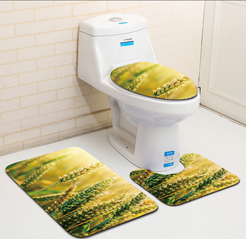Polyester Sunflower Toilet Seat Cushion Toilet Lid Cover Set