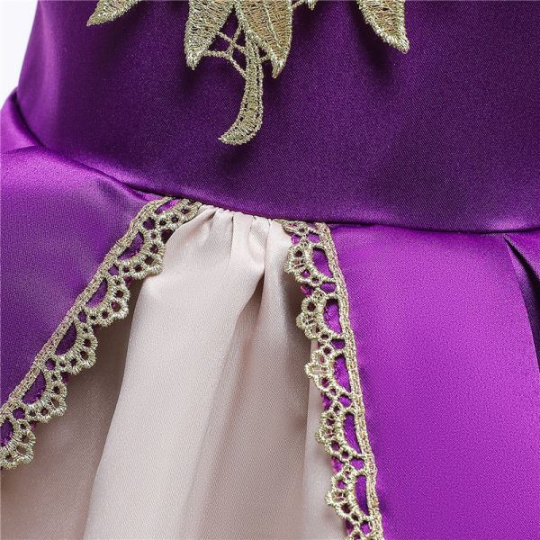 V-Neck Flower Girl Dress Champagne Lace Princess Dress Vestidos De Ropa Niña Sleeveless Christmas Dress Red/Blue/Purple