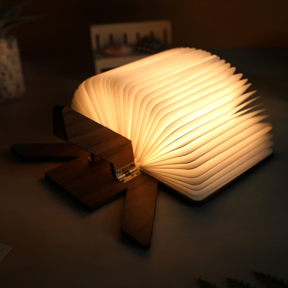 Table Bedside LED Origami Folded Paper Lamp Wooden Night Book Lights For Reading