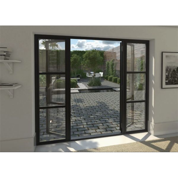 Finished Aluminum Double Glazed Casement Doors For Commercial Buildings And Offices