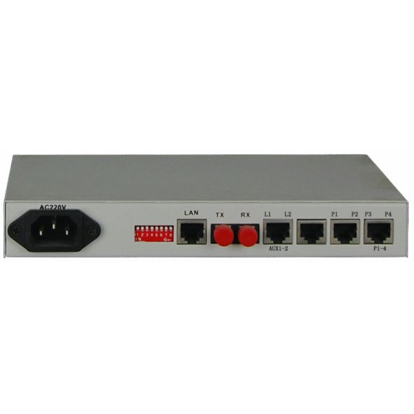 Fiber Optical telephone converter 4POTS with 100M ethernet multiplexer