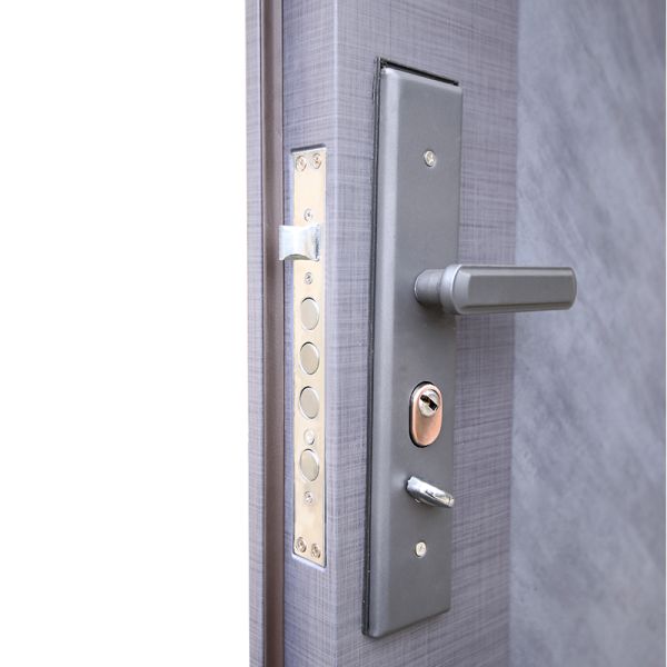 Two Tone Spliced Modern Steel Security Entry Doors 70mm Single Opening