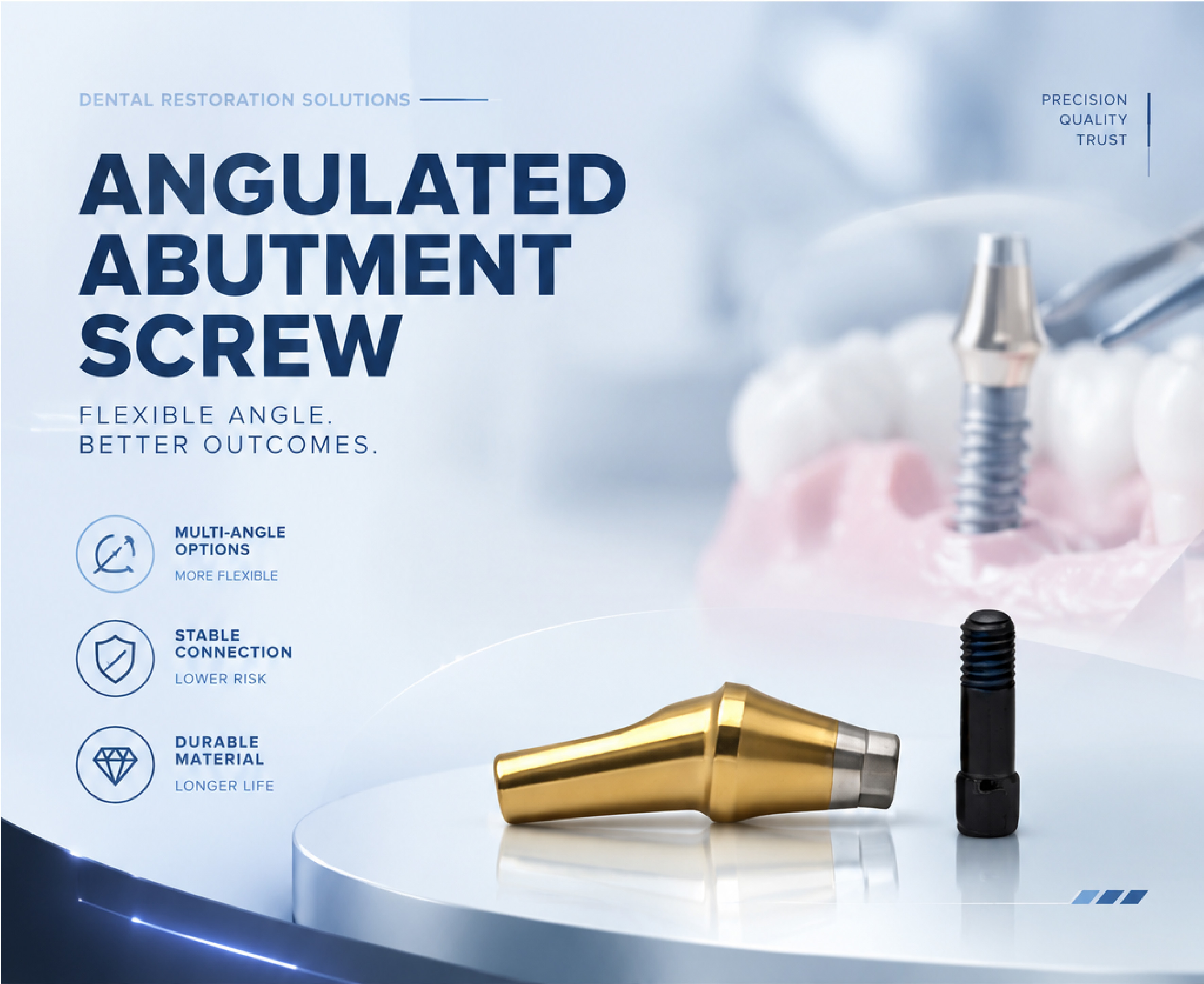 Customized TC4 Titanium Alloy Angled Restoration Abutment with Screw